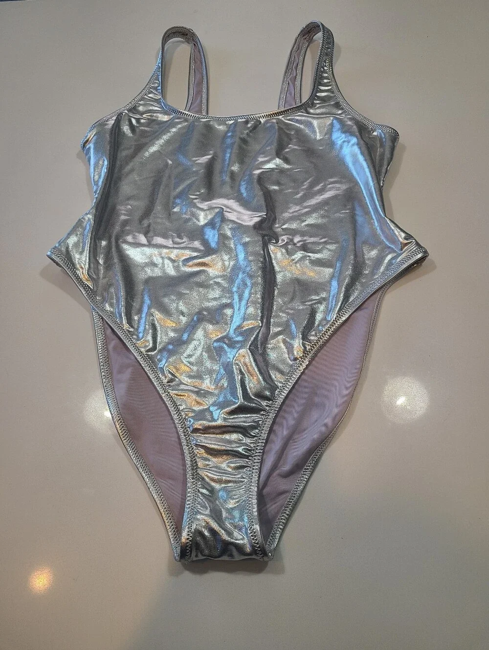 Skims Silver Metallic One-Piece Swimsuit in Size XL